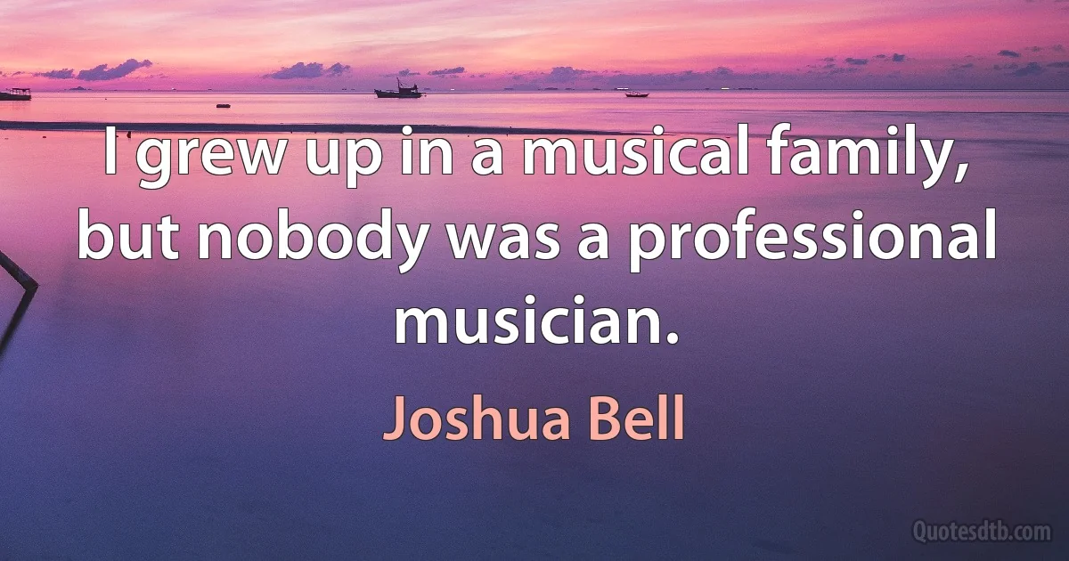 I grew up in a musical family, but nobody was a professional musician. (Joshua Bell)