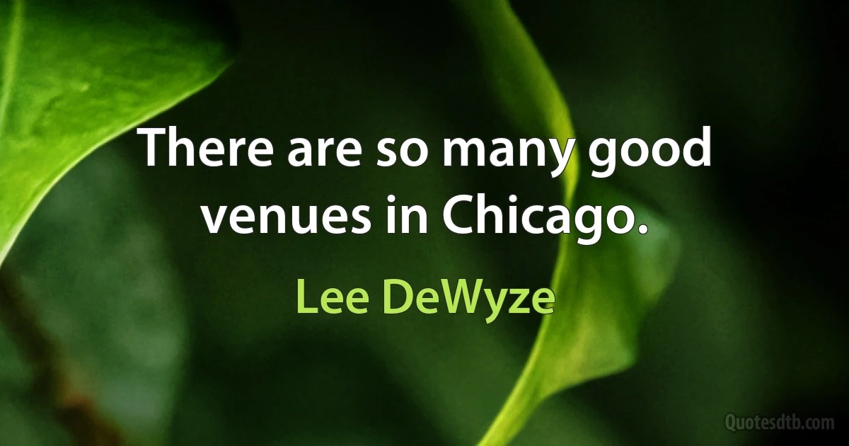 There are so many good venues in Chicago. (Lee DeWyze)