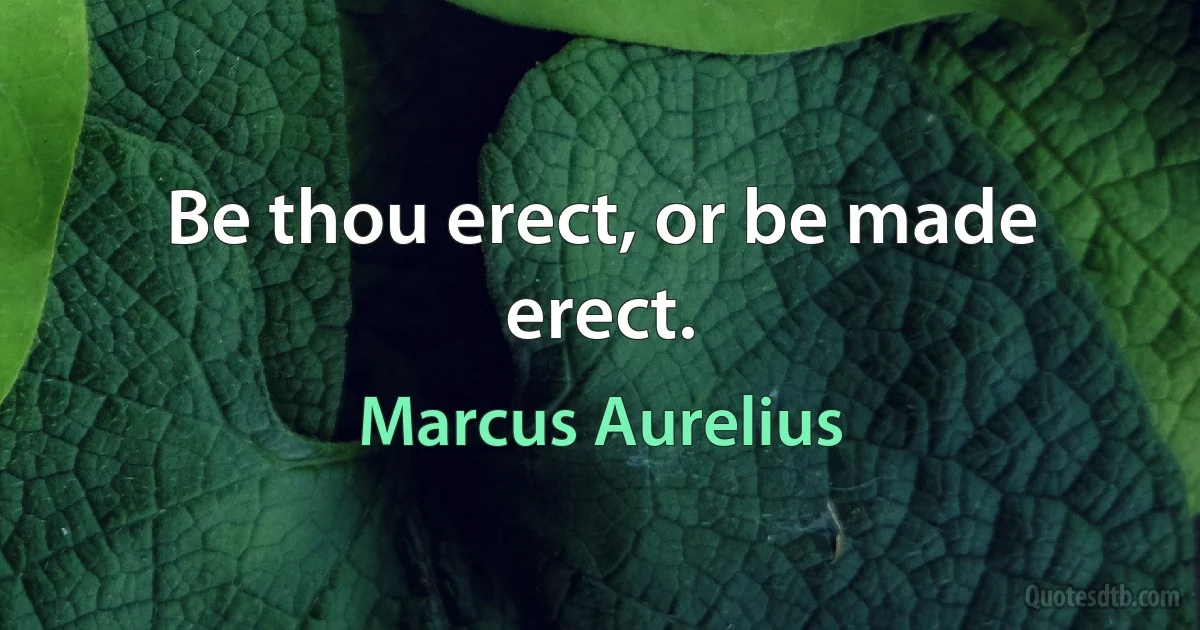 Be thou erect, or be made erect. (Marcus Aurelius)