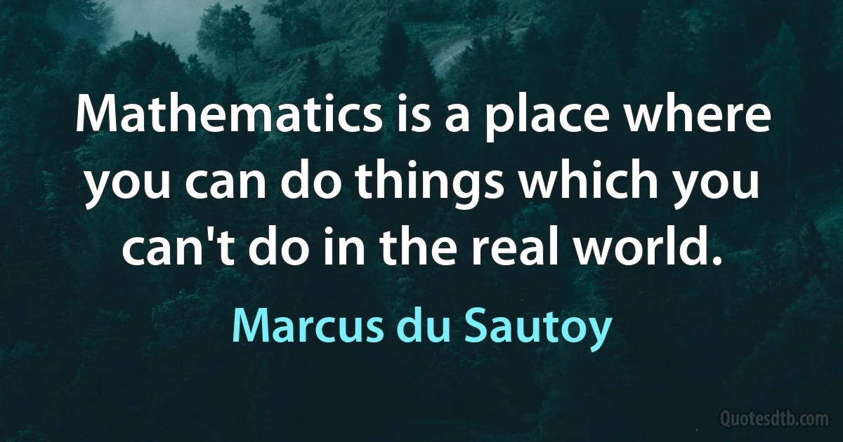 Mathematics is a place where you can do things which you can't do in the real world. (Marcus du Sautoy)