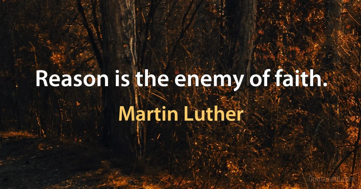 Reason is the enemy of faith. (Martin Luther)