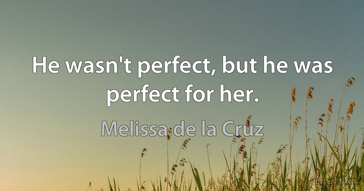 He wasn't perfect, but he was perfect for her. (Melissa de la Cruz)