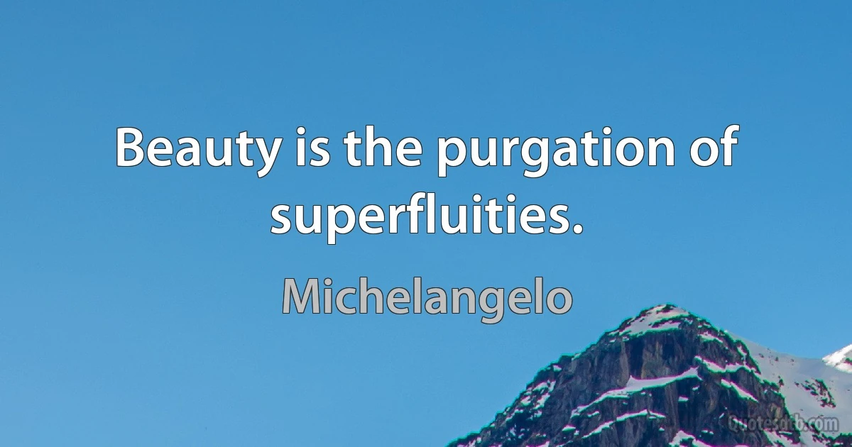 Beauty is the purgation of superfluities. (Michelangelo)