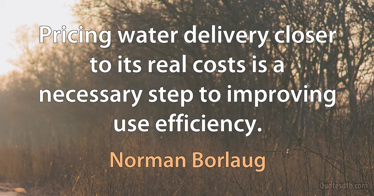 Pricing water delivery closer to its real costs is a necessary step to improving use efficiency. (Norman Borlaug)