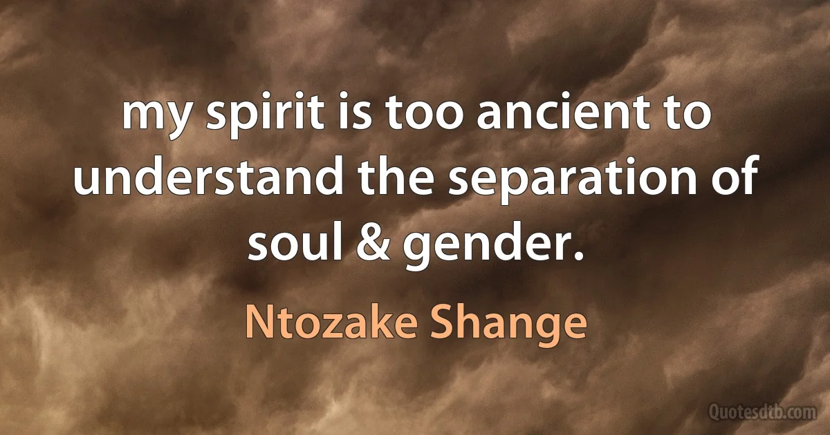 my spirit is too ancient to understand the separation of soul & gender. (Ntozake Shange)