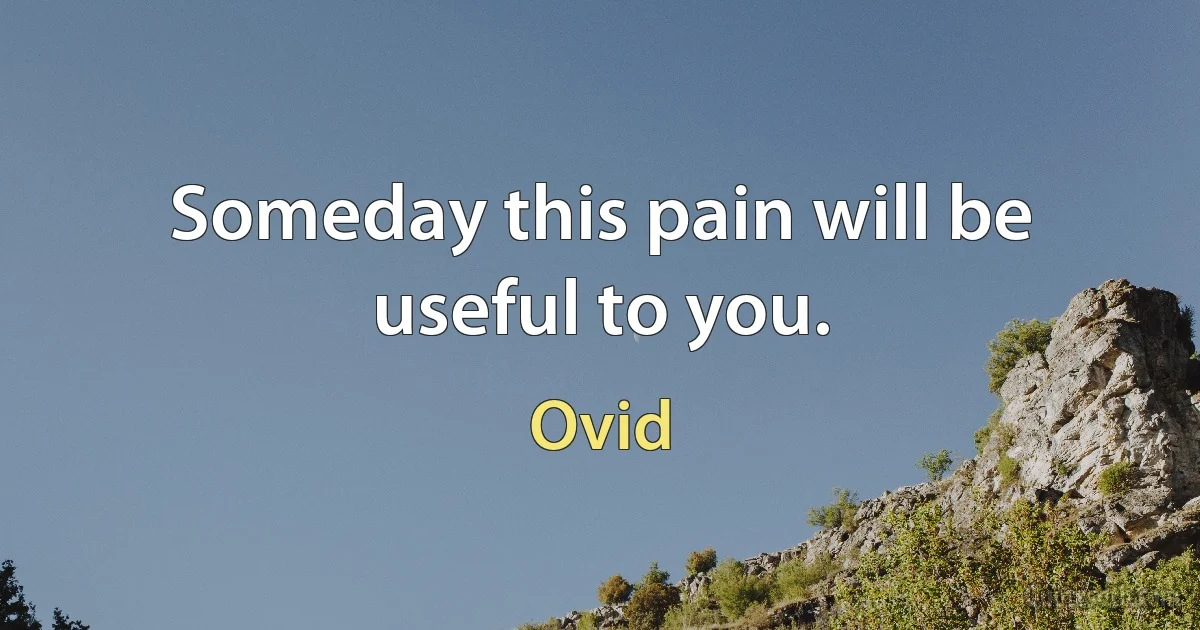 Someday this pain will be useful to you. (Ovid)