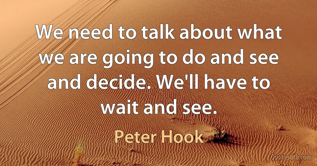 We need to talk about what we are going to do and see and decide. We'll have to wait and see. (Peter Hook)