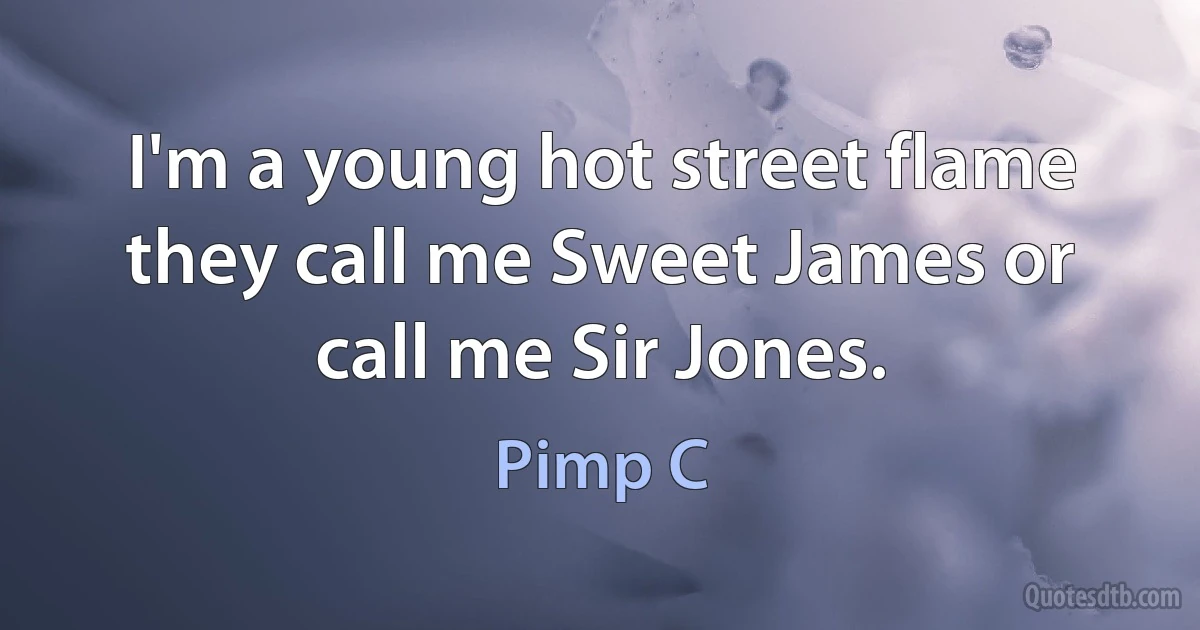 I'm a young hot street flame they call me Sweet James or call me Sir Jones. (Pimp C)