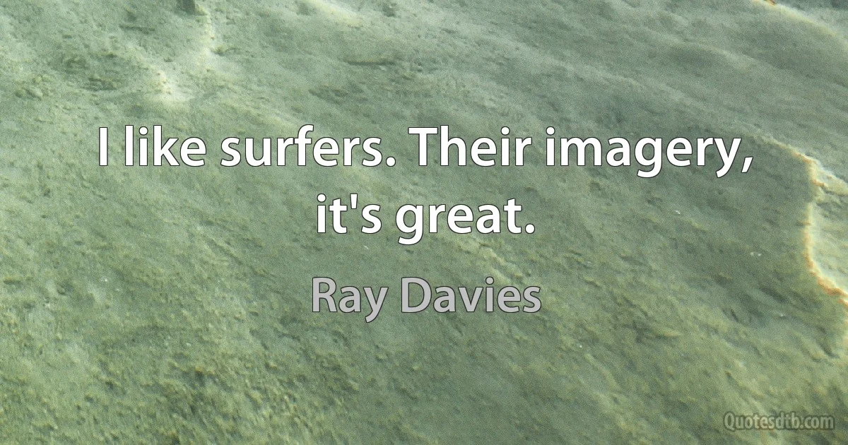 I like surfers. Their imagery, it's great. (Ray Davies)