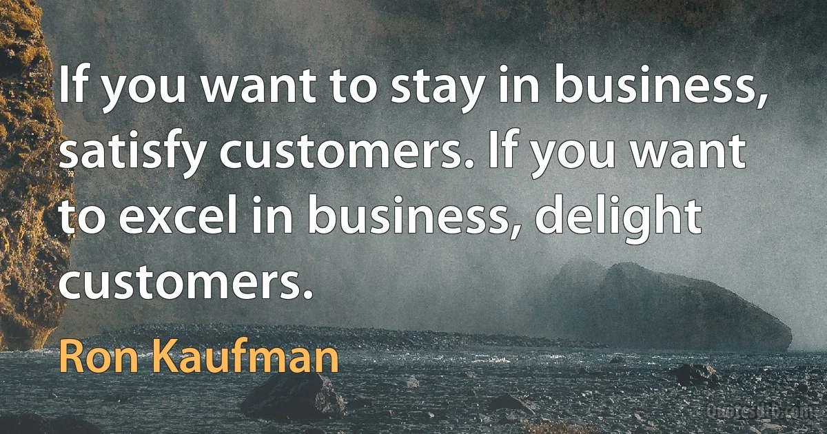 If you want to stay in business, satisfy customers. If you want to excel in business, delight customers. (Ron Kaufman)