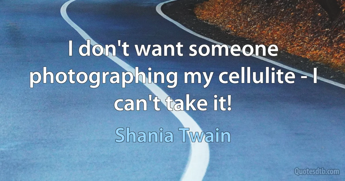 I don't want someone photographing my cellulite - I can't take it! (Shania Twain)