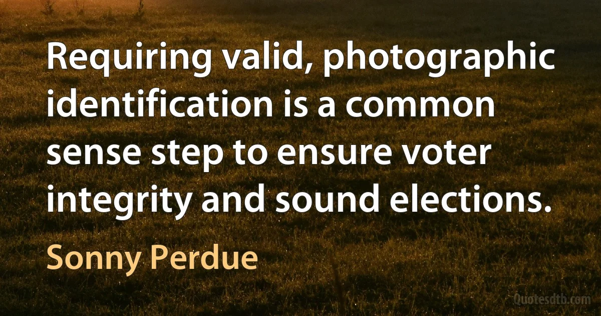 Requiring valid, photographic identification is a common sense step to ensure voter integrity and sound elections. (Sonny Perdue)