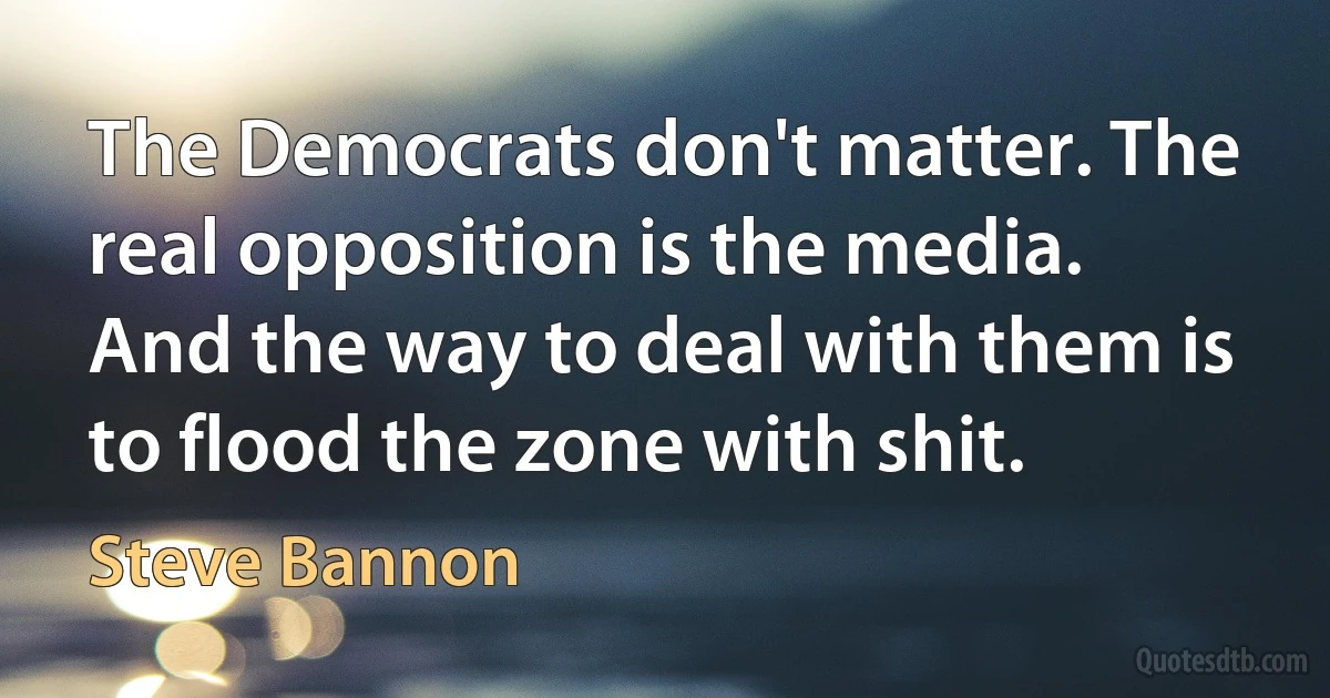 The Democrats don't matter. The real opposition is the media. And the way to deal with them is to flood the zone with shit. (Steve Bannon)