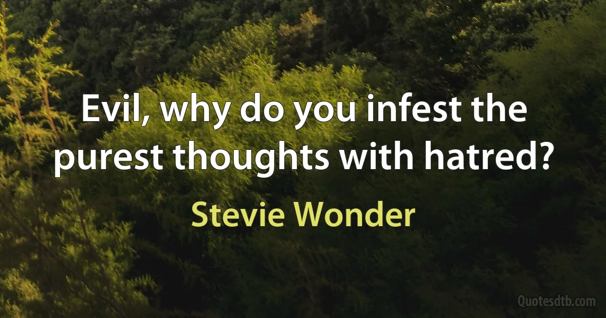 Evil, why do you infest the purest thoughts with hatred? (Stevie Wonder)