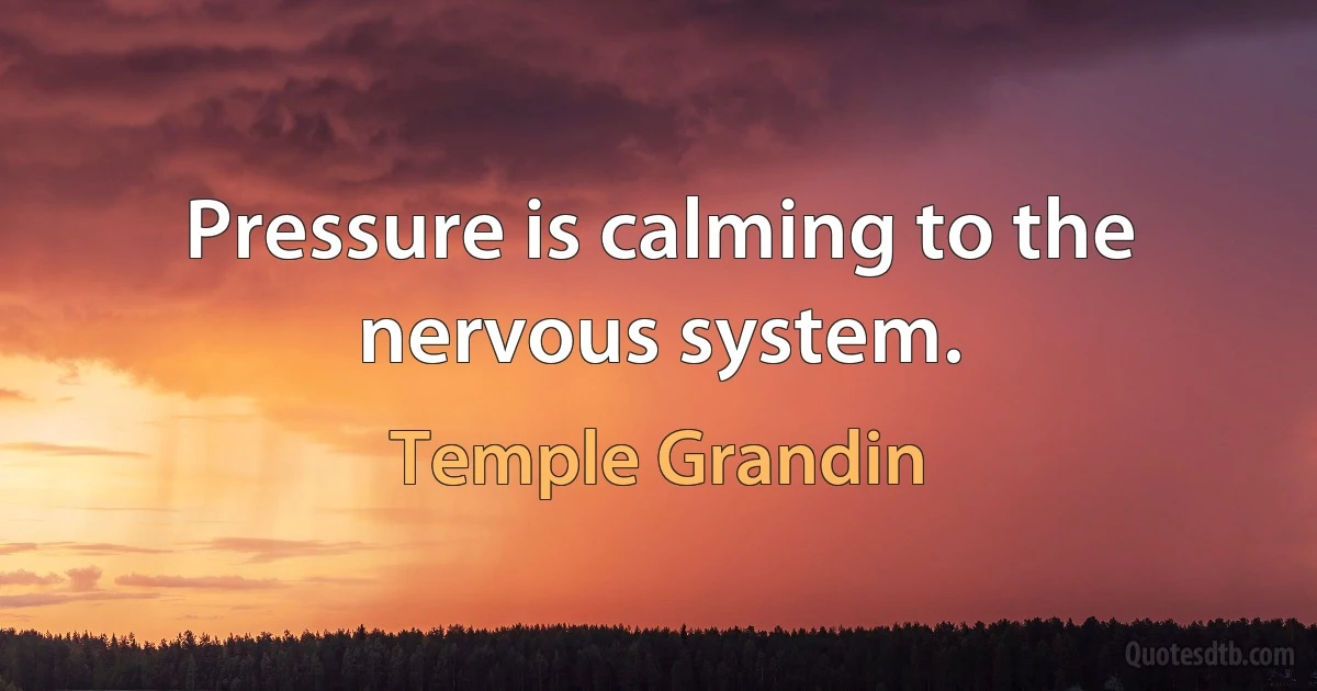 Pressure is calming to the nervous system. (Temple Grandin)