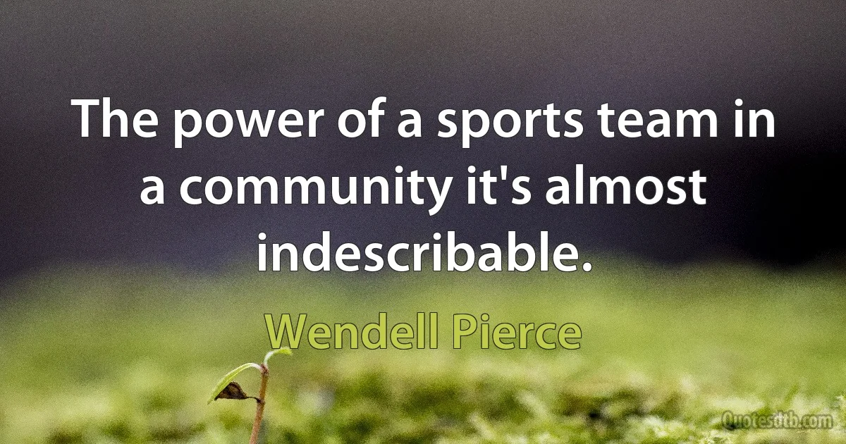 The power of a sports team in a community it's almost indescribable. (Wendell Pierce)