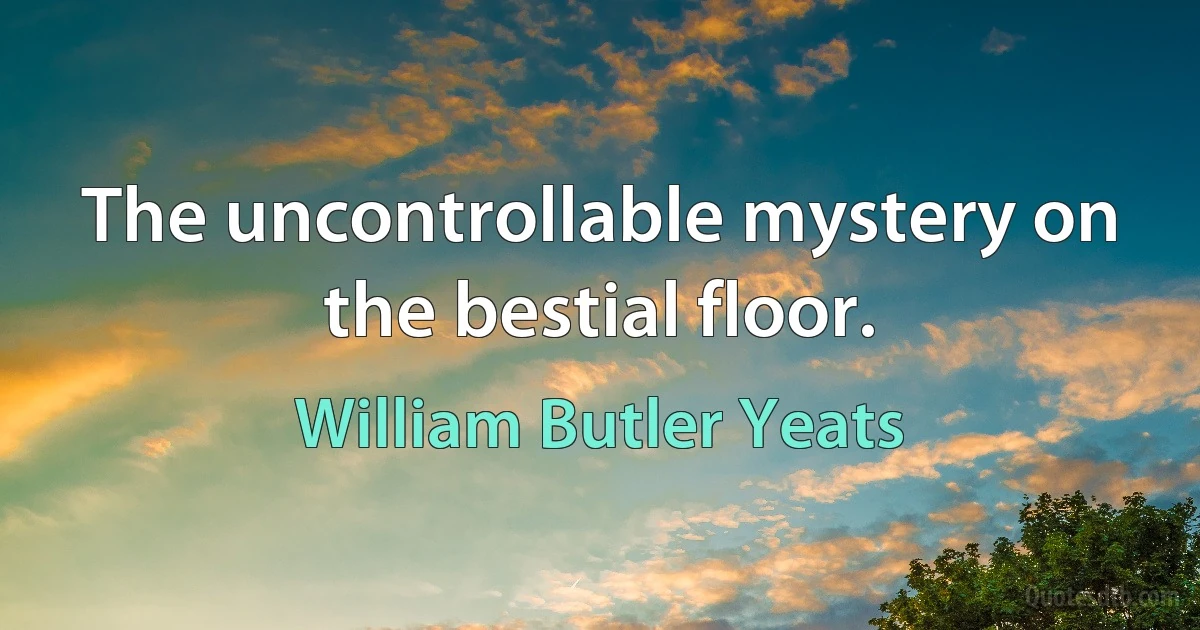 The uncontrollable mystery on the bestial floor. (William Butler Yeats)