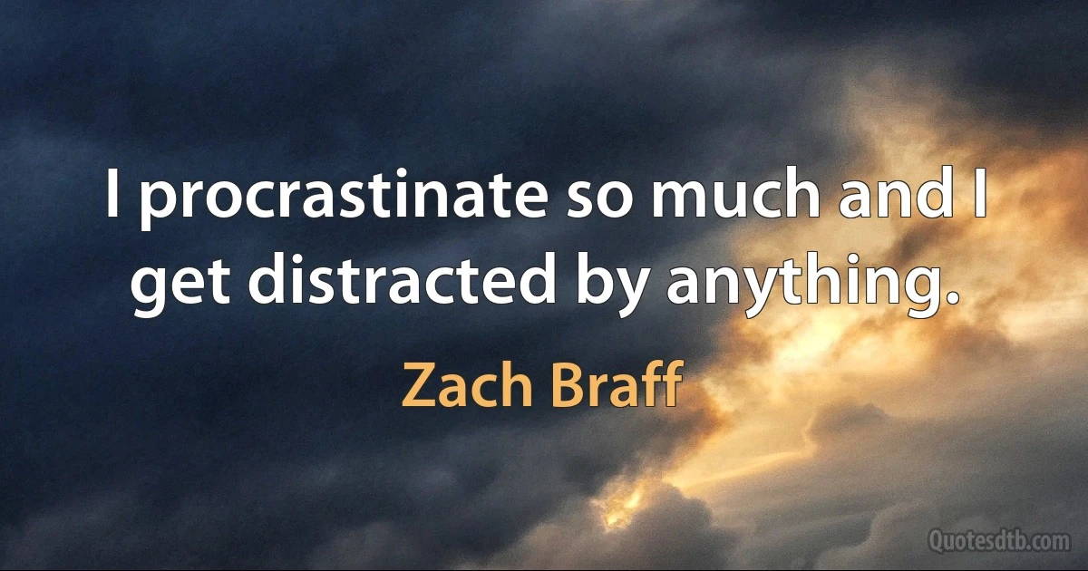 I procrastinate so much and I get distracted by anything. (Zach Braff)