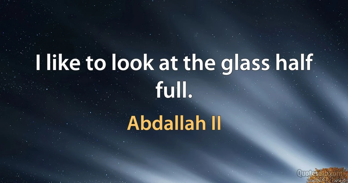 I like to look at the glass half full. (Abdallah II)