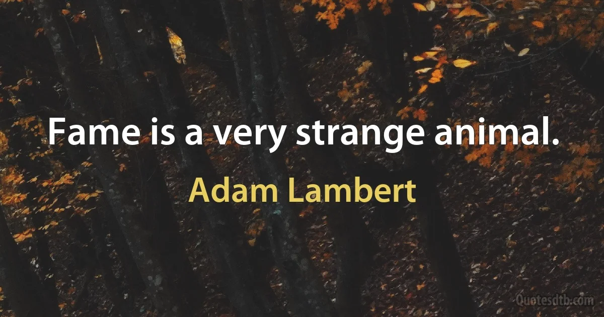 Fame is a very strange animal. (Adam Lambert)