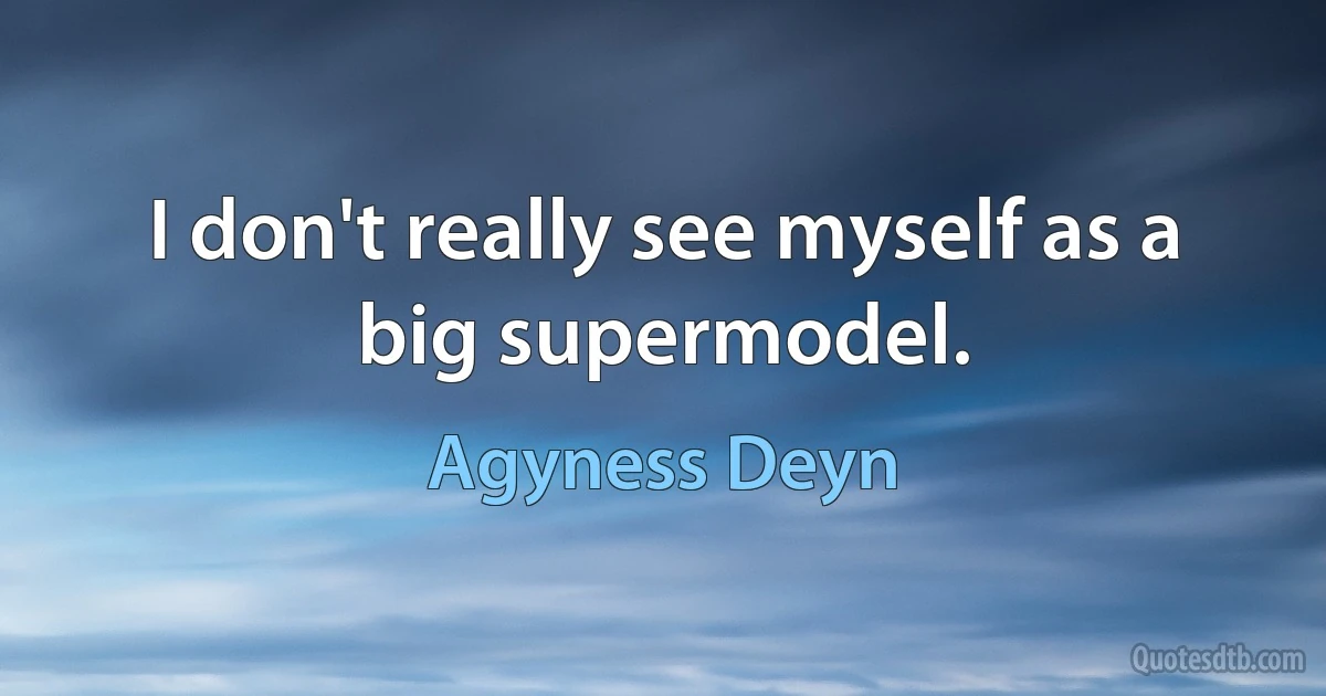 I don't really see myself as a big supermodel. (Agyness Deyn)