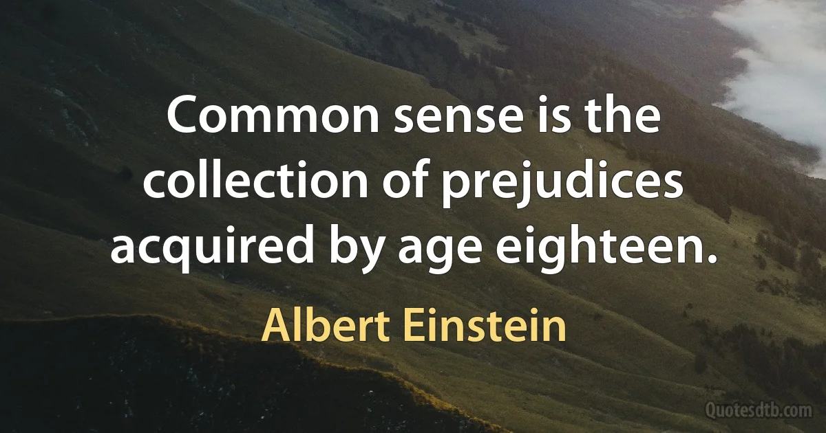 Common sense is the collection of prejudices acquired by age eighteen. (Albert Einstein)