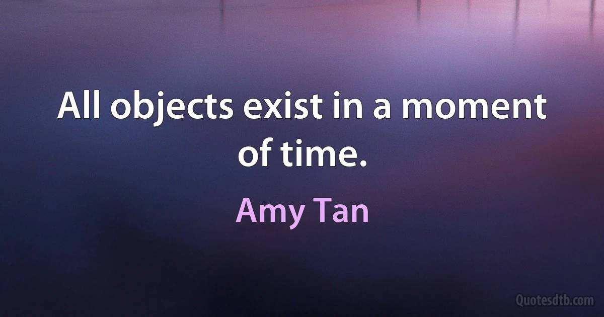 All objects exist in a moment of time. (Amy Tan)