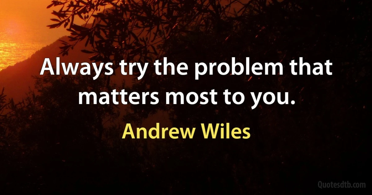 Always try the problem that matters most to you. (Andrew Wiles)