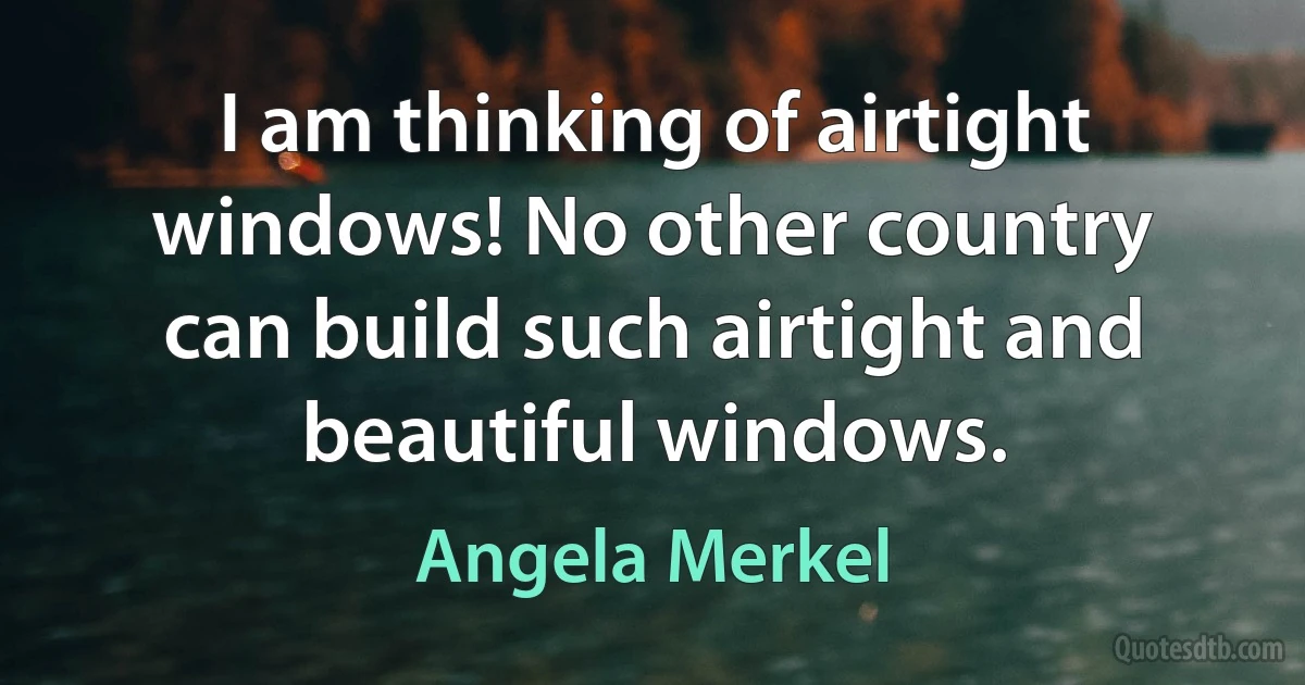 I am thinking of airtight windows! No other country can build such airtight and beautiful windows. (Angela Merkel)