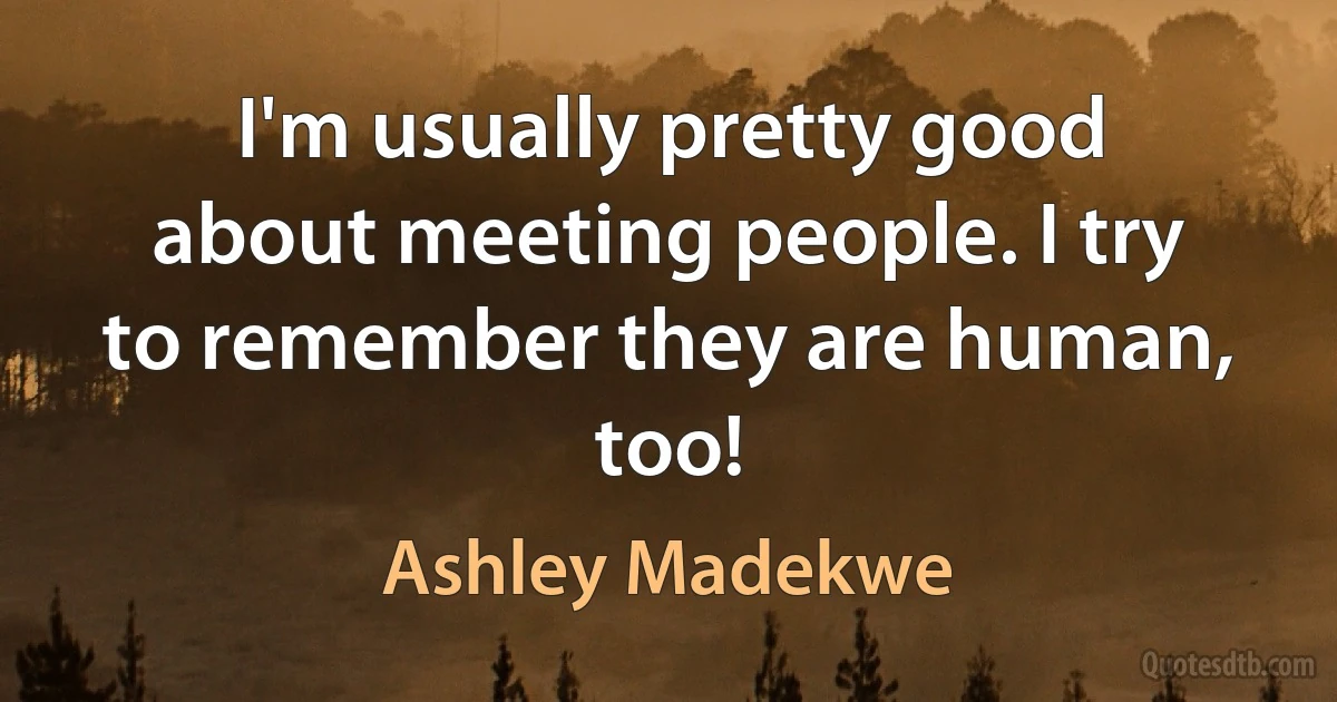 I'm usually pretty good about meeting people. I try to remember they are human, too! (Ashley Madekwe)