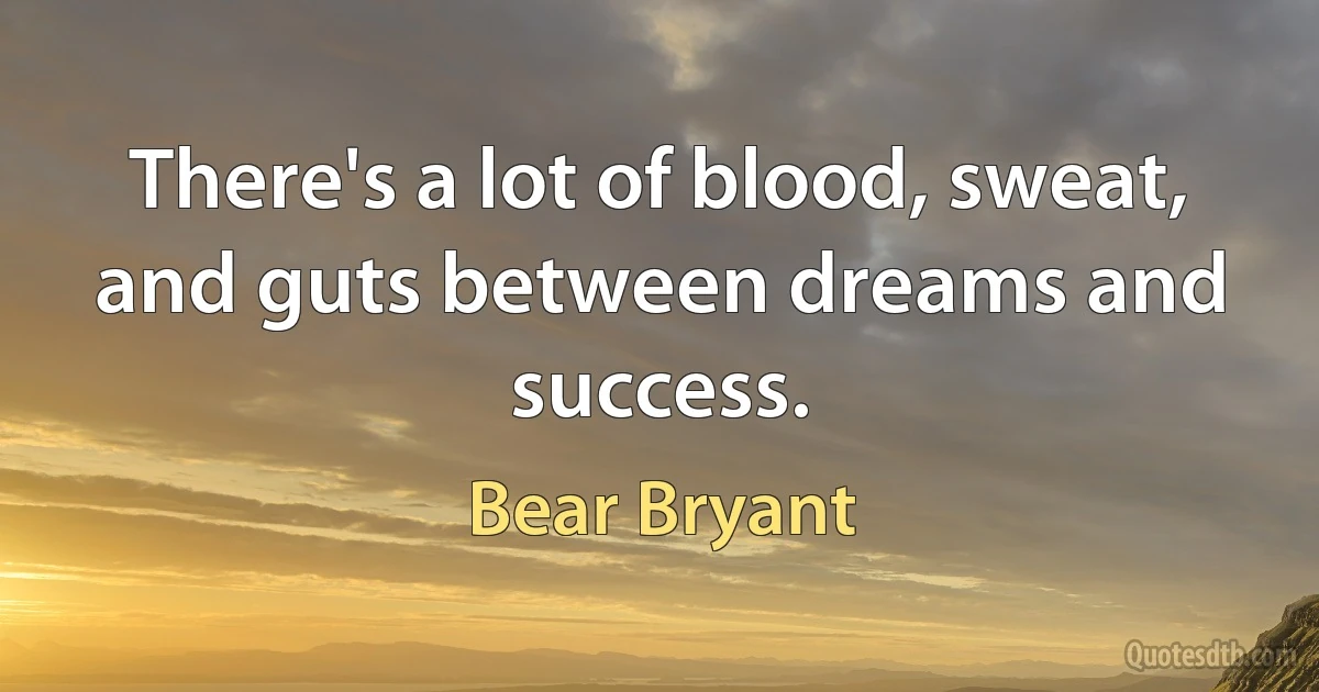 There's a lot of blood, sweat, and guts between dreams and success. (Bear Bryant)