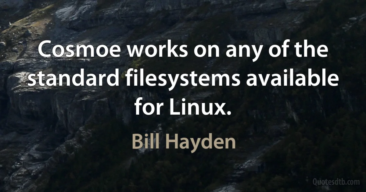 Cosmoe works on any of the standard filesystems available for Linux. (Bill Hayden)