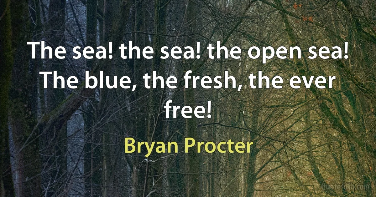 The sea! the sea! the open sea!
The blue, the fresh, the ever free! (Bryan Procter)