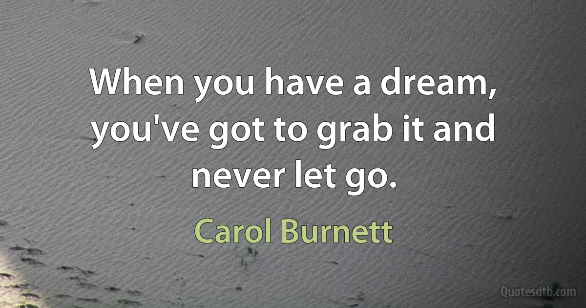 When you have a dream, you've got to grab it and never let go. (Carol Burnett)