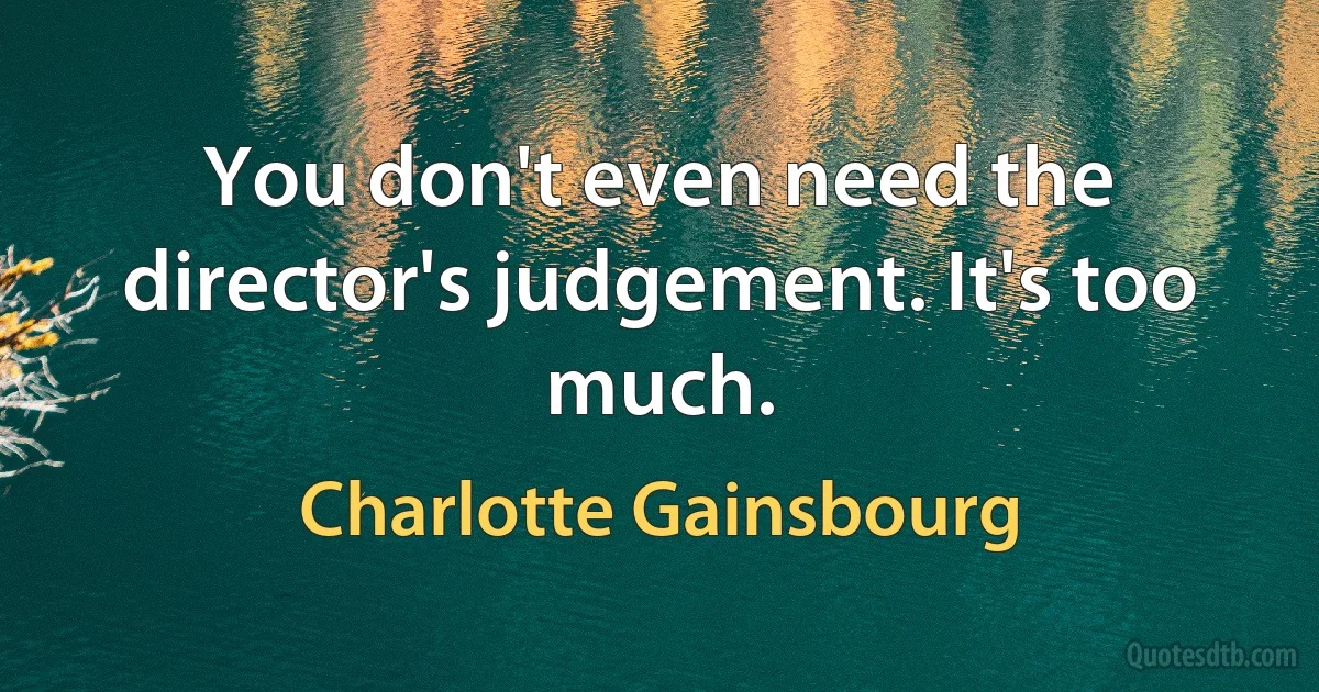 You don't even need the director's judgement. It's too much. (Charlotte Gainsbourg)