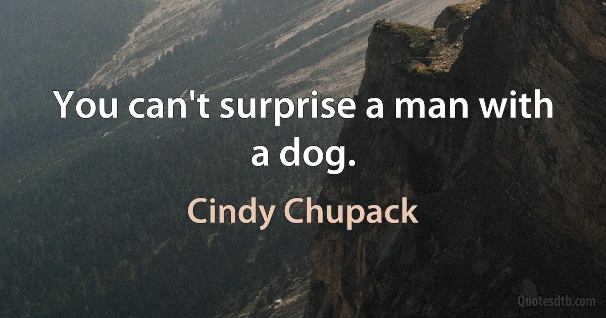 You can't surprise a man with a dog. (Cindy Chupack)