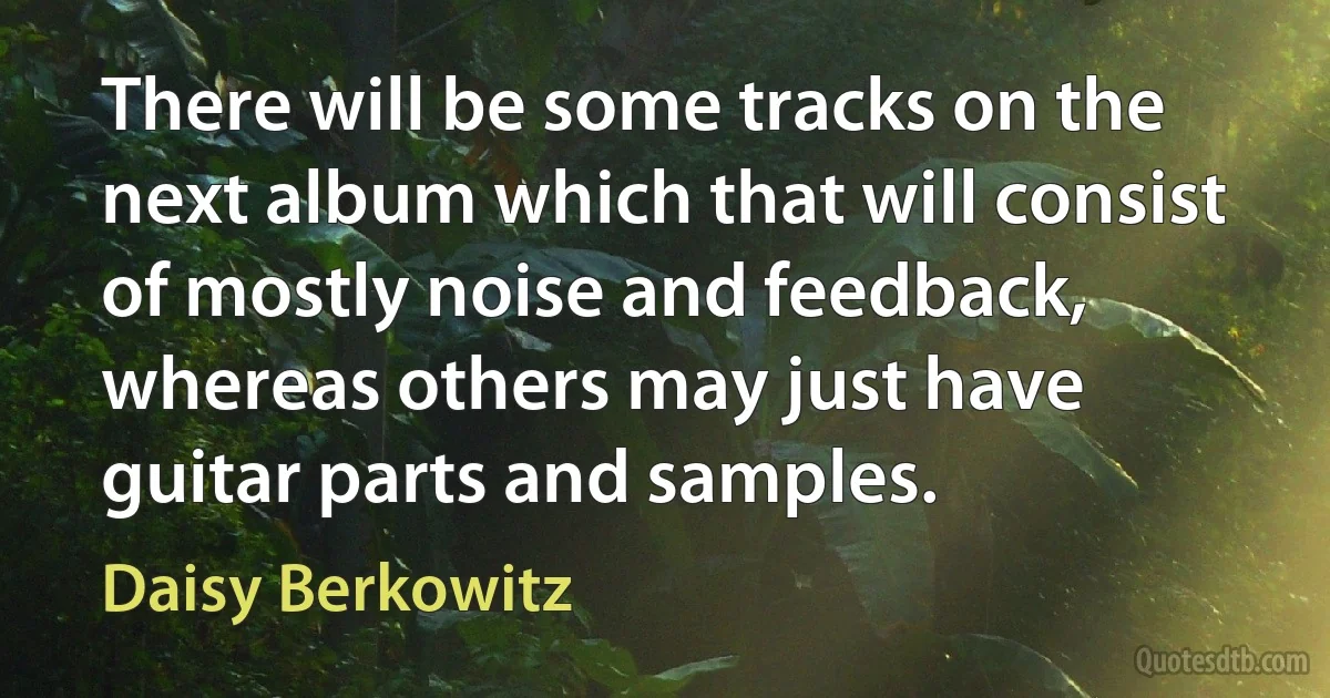 There will be some tracks on the next album which that will consist of mostly noise and feedback, whereas others may just have guitar parts and samples. (Daisy Berkowitz)