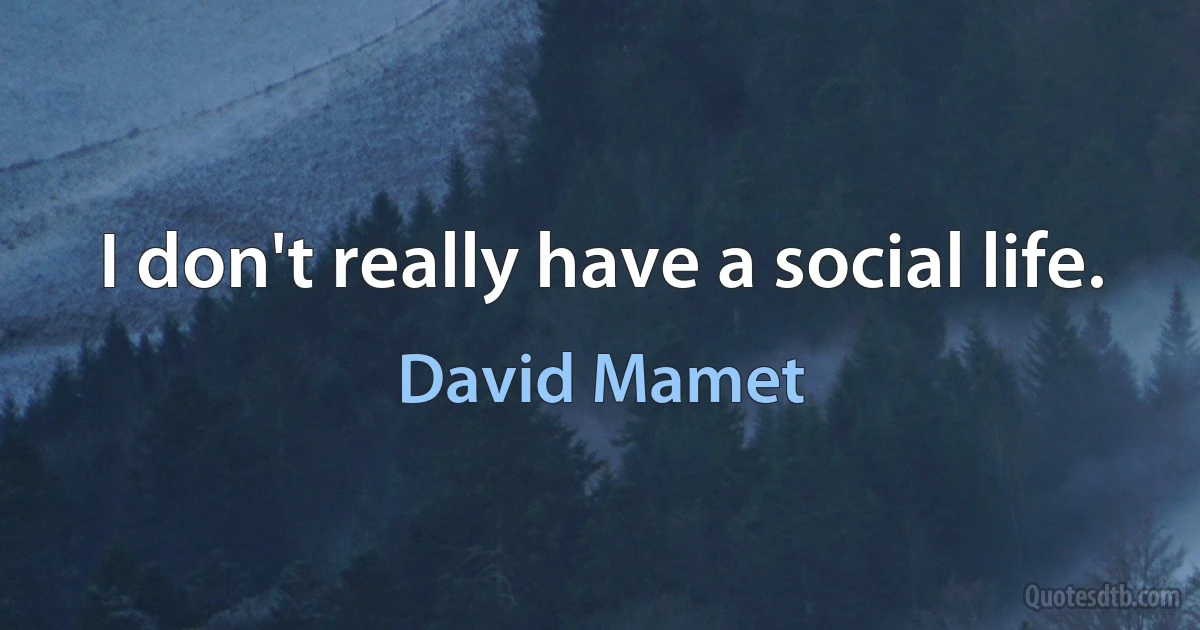 I don't really have a social life. (David Mamet)