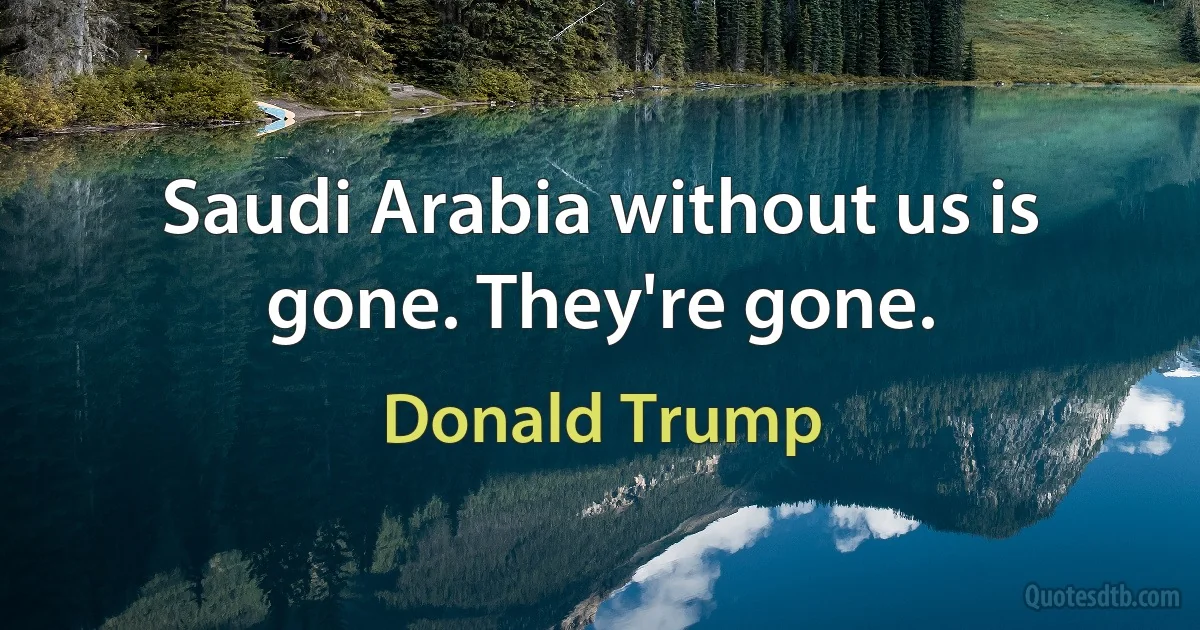 Saudi Arabia without us is gone. They're gone. (Donald Trump)