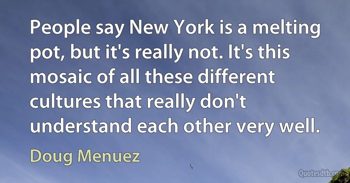 People say New York is a melting pot, but it's really not. It's this mosaic of all these different cultures that really don't understand each other very well. (Doug Menuez)