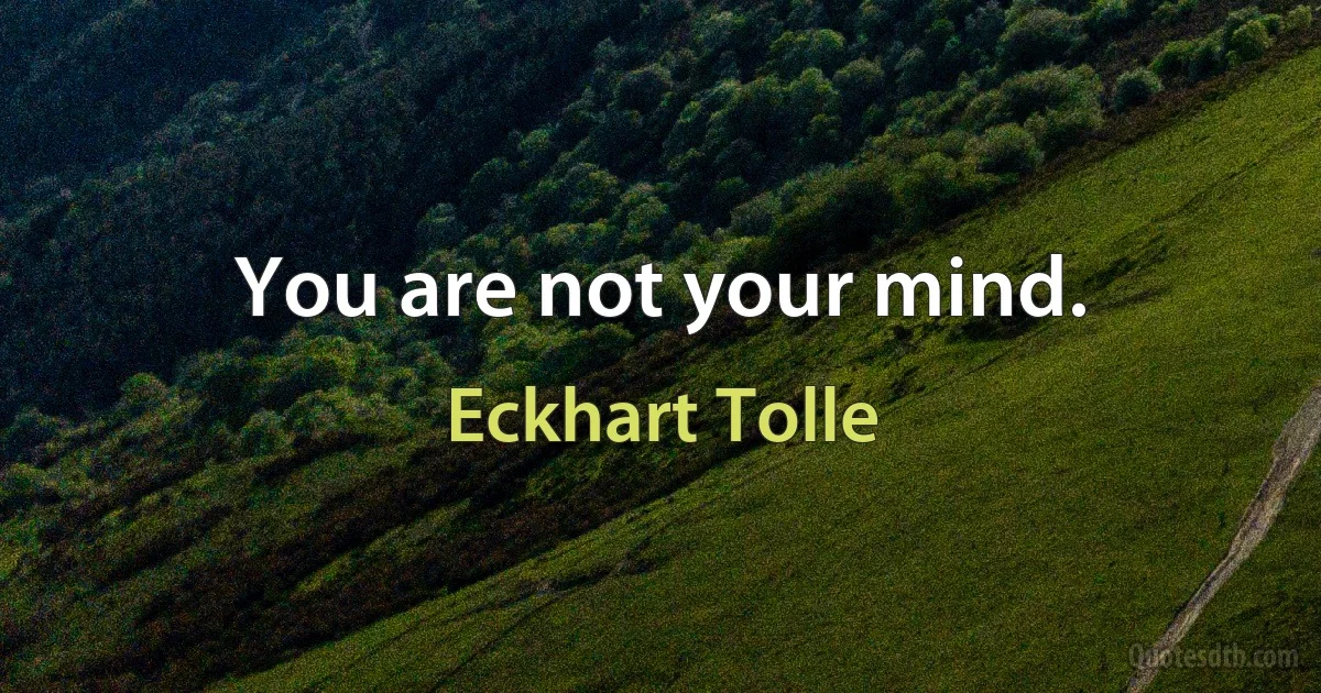 You are not your mind. (Eckhart Tolle)