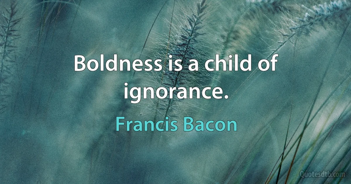 Boldness is a child of ignorance. (Francis Bacon)