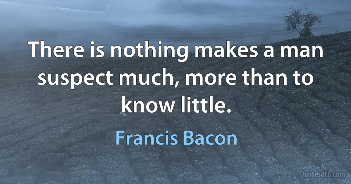 There is nothing makes a man suspect much, more than to know little. (Francis Bacon)