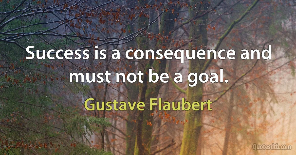 Success is a consequence and must not be a goal. (Gustave Flaubert)