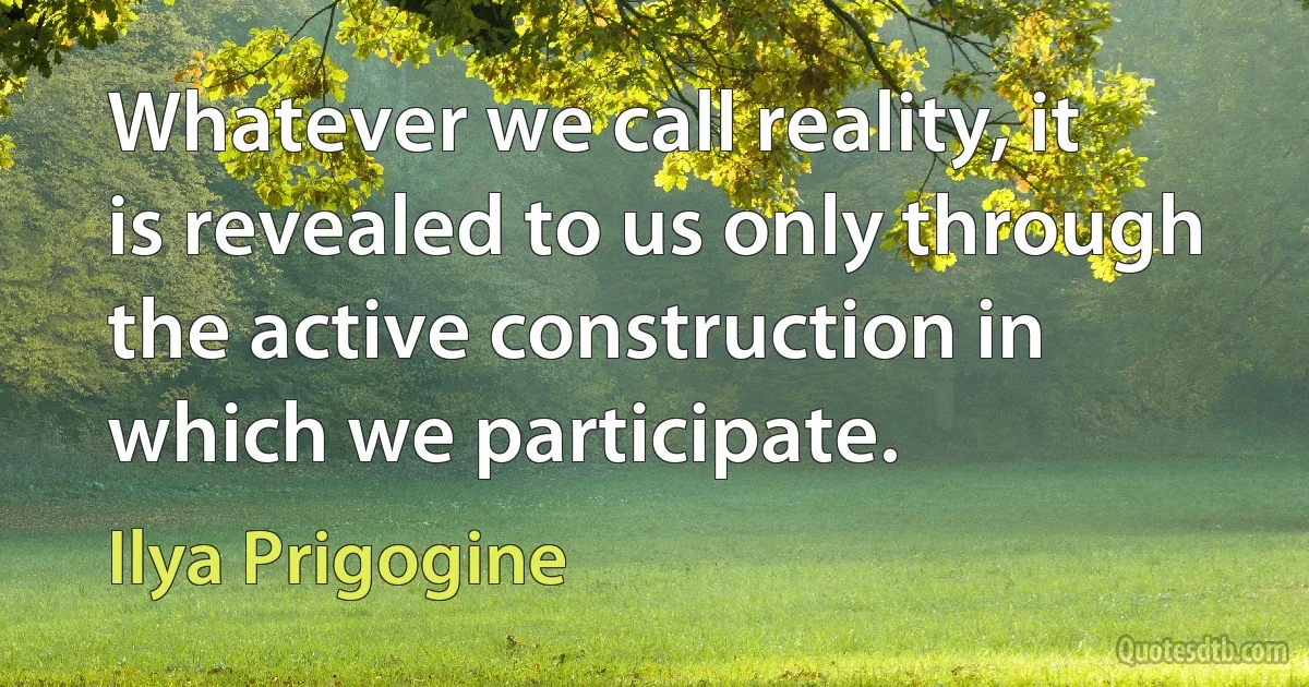 Whatever we call reality, it is revealed to us only through the active construction in which we participate. (Ilya Prigogine)