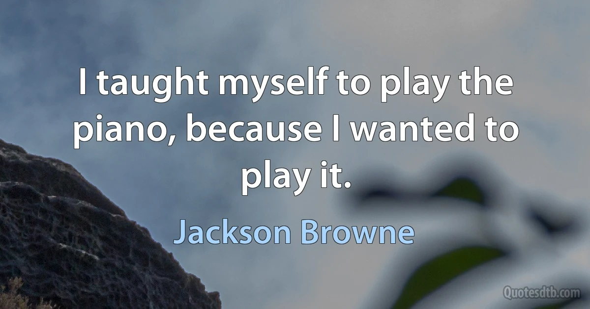 I taught myself to play the piano, because I wanted to play it. (Jackson Browne)