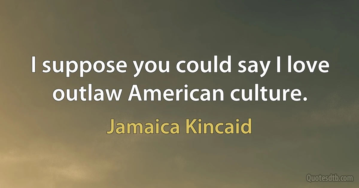 I suppose you could say I love outlaw American culture. (Jamaica Kincaid)