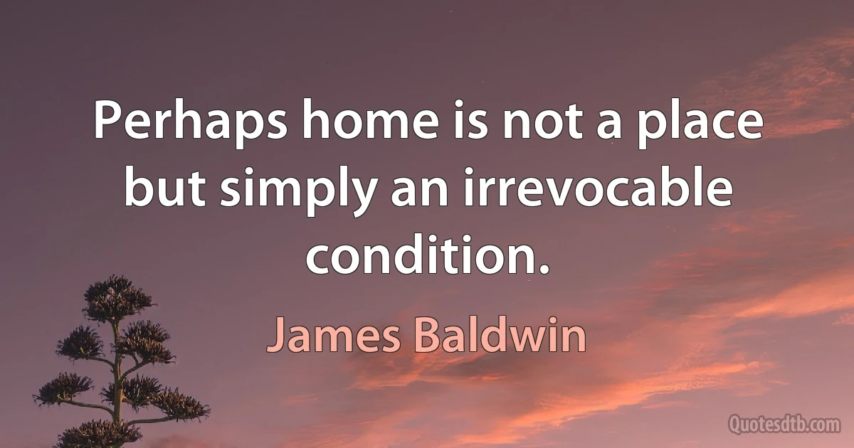 Perhaps home is not a place but simply an irrevocable condition. (James Baldwin)