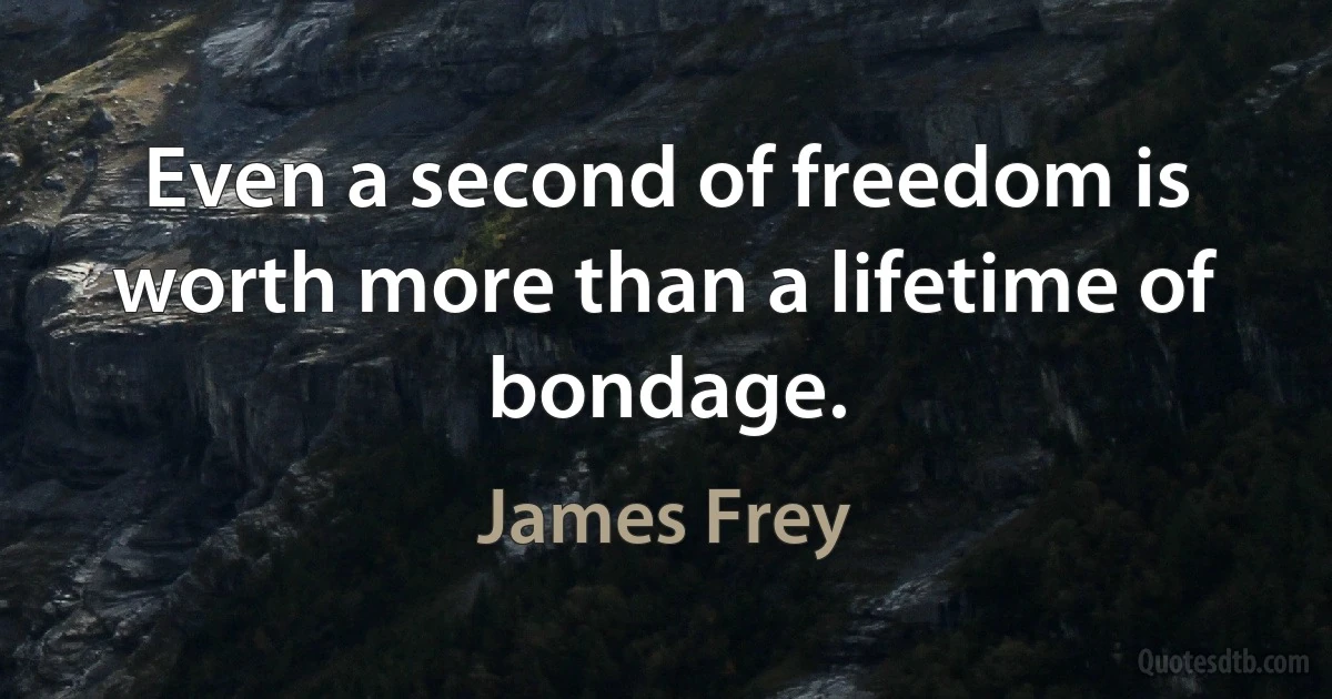 Even a second of freedom is worth more than a lifetime of bondage. (James Frey)