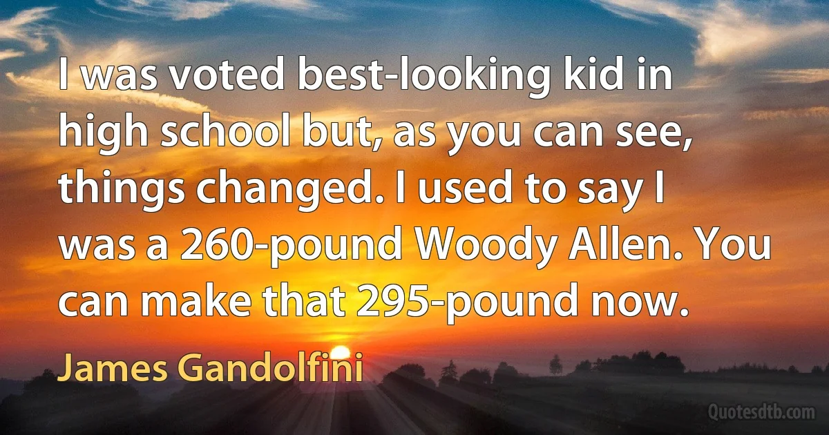 I was voted best-looking kid in high school but, as you can see, things changed. I used to say I was a 260-pound Woody Allen. You can make that 295-pound now. (James Gandolfini)